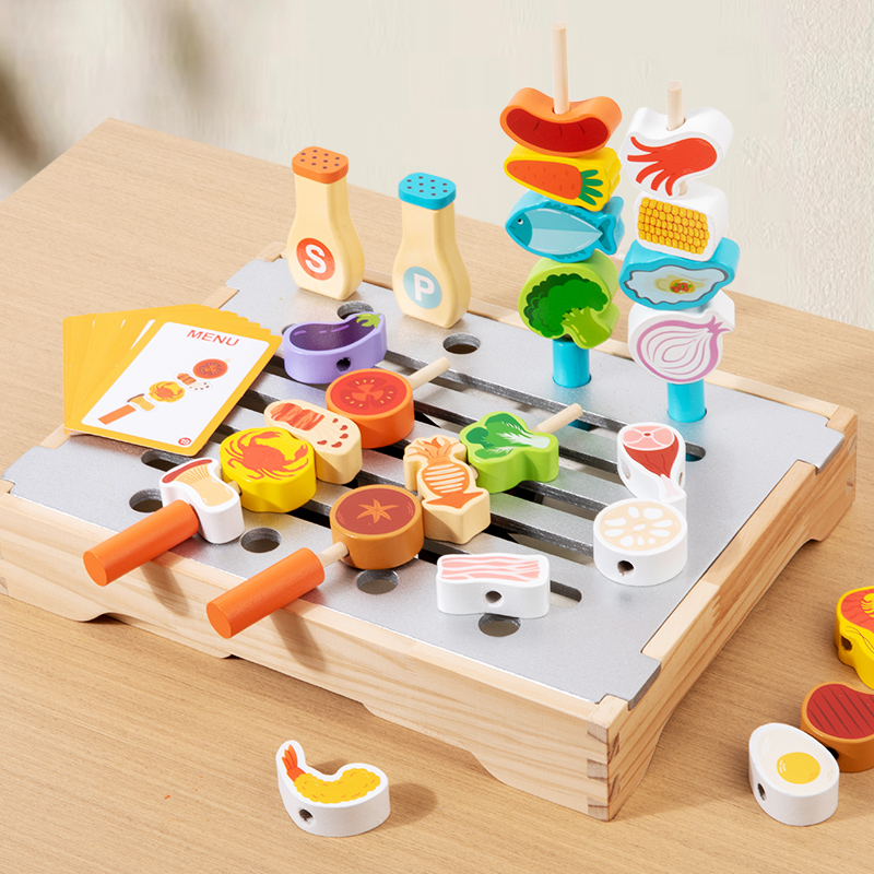 Home Cooking Recipe - Children's Wooden Imitation Barbecue Grill Toy
